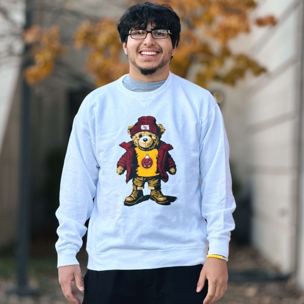 Comfort Wash Walking Cy Dripped Out Bear White Crewneck